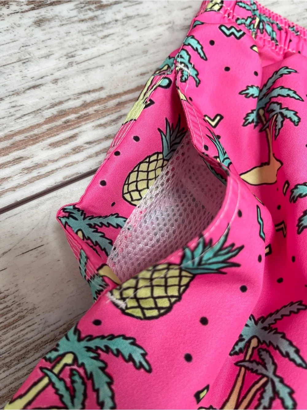 Scotamalone Mens XL Hot Pink Pineapple Palm Tree Swim Trunks Board Shorts NWT